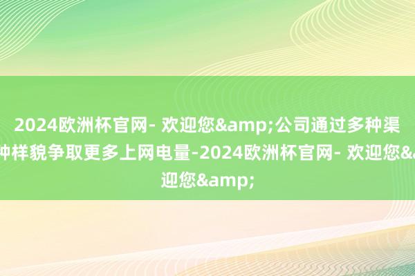 2024欧洲杯官网- 欢迎您&公司通过多种渠谈多种样貌争取更多上网电量-2024欧洲杯官网- 欢迎您&
