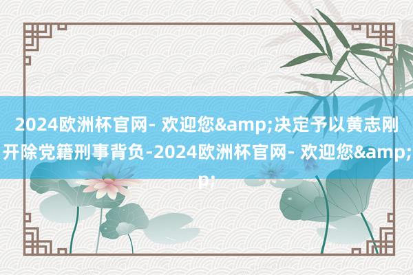 2024欧洲杯官网- 欢迎您&决定予以黄志刚开除党籍刑事背负-2024欧洲杯官网- 欢迎您&